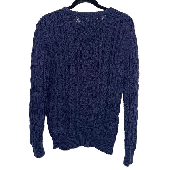 Vintage J.Crew Outfitters Cable Knit Cotton Sweater - Navy M - Picture 2 of 4